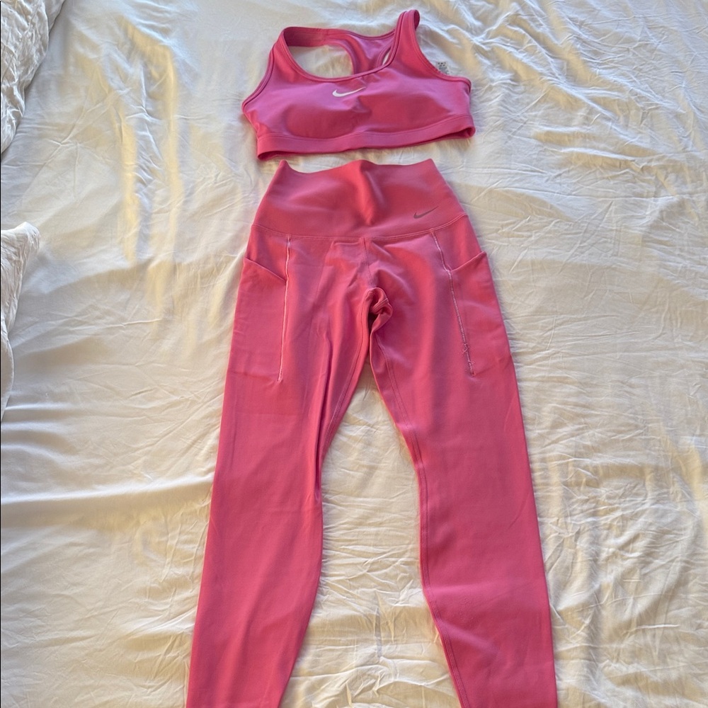 Nike Pink Leggings and Sports Bra Set